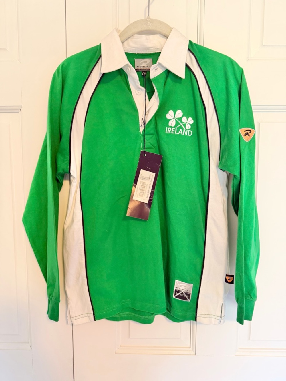 Rugbytech Ireland Rugby Jersey NWT Boys Medium Fits Women's Small Green Shamrock